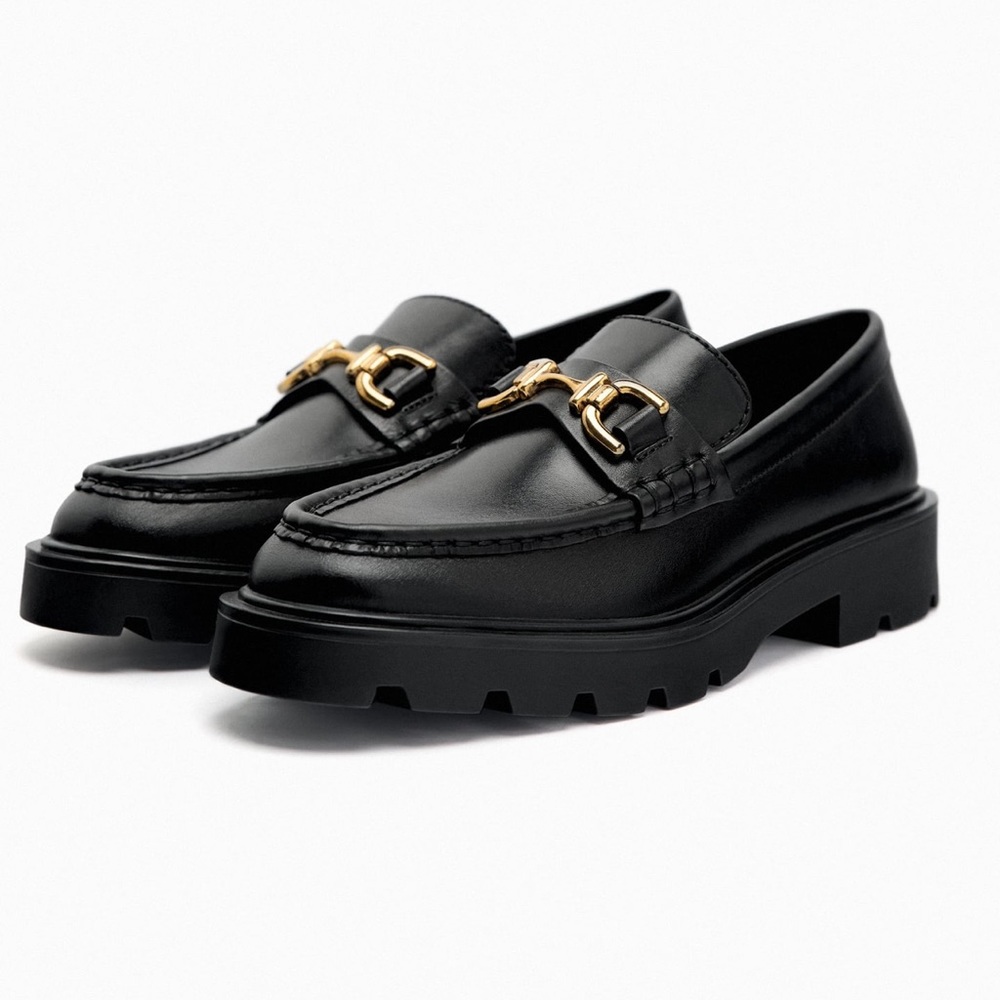 Zara Low Heel Lug Sole Loafers 7.5